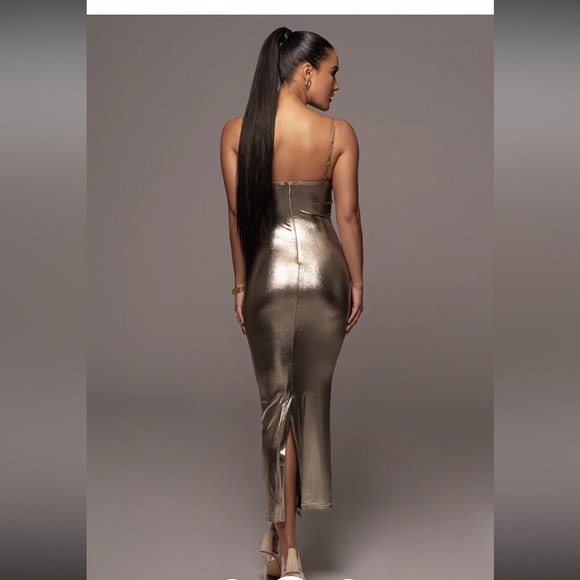 Viral JLuxlable light gold visions of you midi dress 2X chain straps, sold out - Picture 13 of 16